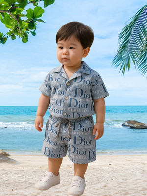 FASHION GRAB Boys Casual Shirt Shorts(Blue)