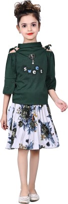 SVM FASHION Girls Casual Top Skirt(Green.)