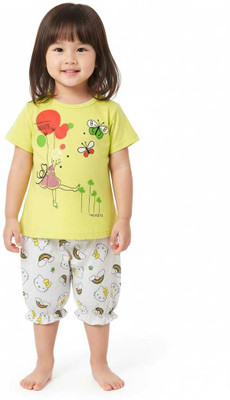 Zudi Baby Girls Disney Princess Casual T-shirt Pant(Yellow & White)