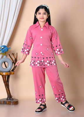 Ahil Dresses Baby Girls Casual Top Pant(Pink)
