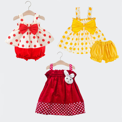 A M SWEET DRESSES Baby Girls Casual Top Shorts(Red, Yellow, White)