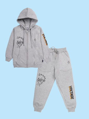 KiddoPanti Boys Casual Sweatshirt Track Pants(Grey Melange)