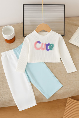 Ykidsfashion Baby Girls Casual T-shirt Pant(Light blue)