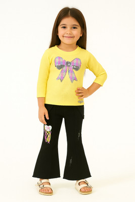 socho samjo Baby Girls Party(Festive) Jeans Top(Yellow)