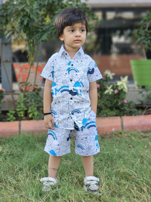 EMBLICA Baby Boys Casual Shirt Shorts(SKY)