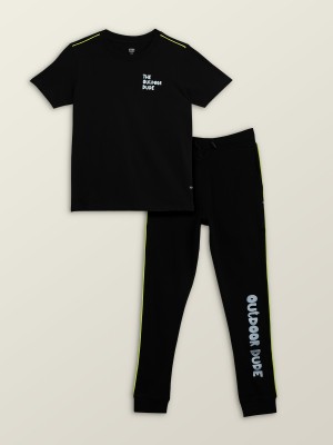 XY Life Boys Casual T-shirt Track Pants(Black)