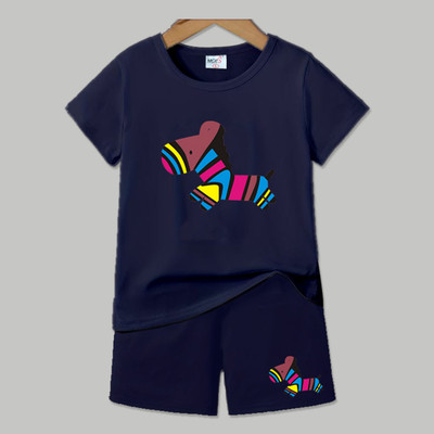 MGRS Baby Boys & Baby Girls Casual T-shirt Shorts(NAVY+NAVY)