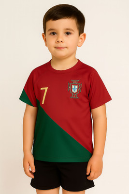 DOSTITCH Boys & Girls Casual T-shirt Shorts(Red)