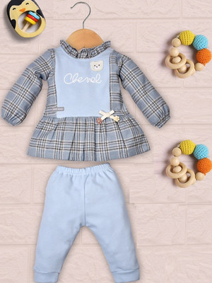 Kiko Baby Girls Casual Top Pant(Sky Blue)