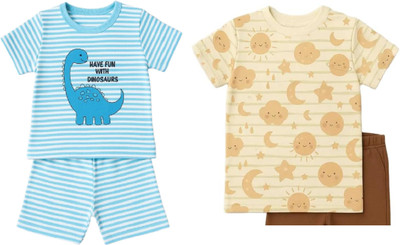 Coco cuddles Baby Boys & Baby Girls Casual T-shirt Shorts(Sky Blue, Brown-6)