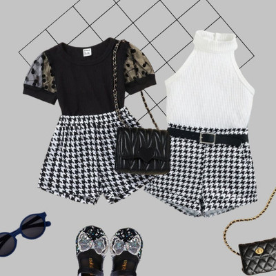 HouseOfCommon Baby Girls Party(Festive) Top Shorts(G5 Black, G2 White)