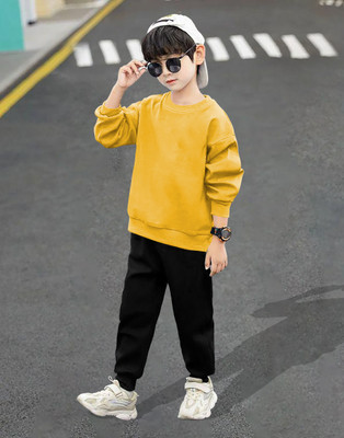 LGGARMENTS Boys Casual T-shirt Track Pants(Mustard_5)