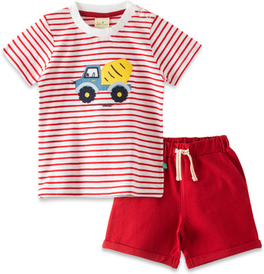 JusCubs Baby Boys Casual T-shirt Shorts(Red)