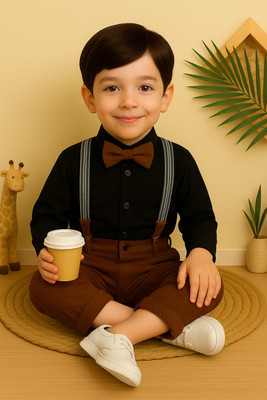 Bleckz Someck Boys Party(Festive) Shirt Pant(Black)