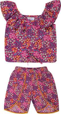 YOUNG BIRDS Girls Casual Top Shorts(PARIJAT PRINT)
