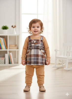 Kiko Baby Girls Casual Top Pant(Beige-1)