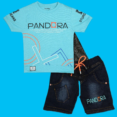 HouseOfCommon Boys Casual T-shirt Shorts(Sky Blue)