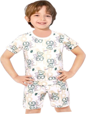 LITTLE KANHA Baby Boys Casual T-shirt Shorts(LEMON)
