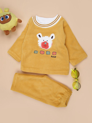 V-MART Baby Boys Casual T-shirt Pyjama(Mustard)