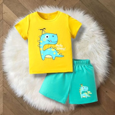 LIMITED EDITION PRIME Baby Boys & Baby Girls Casual T-shirt Shorts(Yellow)