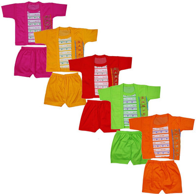 JUST TRY FASHION Baby Boys & Baby Girls Casual T-shirt Shorts(Multicolor)
