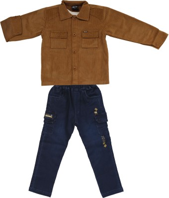 GARBO Baby Boys Party(Festive) Jacket T-shirt, Jeans(KHAKI)