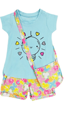 TURTLEPONY Baby Girls Party(Festive) T-shirt Shorts(MULTICOLOUR - 1)