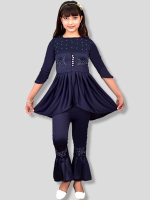 SVM FASHION Girls Casual Top Trouser(Navy Blue)