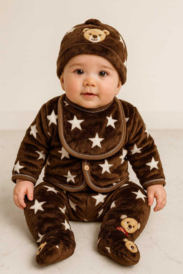SHINING4 Baby Boys & Baby Girls Casual T-shirt Pyjama(DARK BROWN)