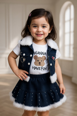 MHABIBA Baby Girls Party(Festive) Skirt Top(Blue, White)