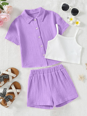 DENEEN FAB Girls Party(Festive) Shirt Shorts, Camisole(Lavendar)
