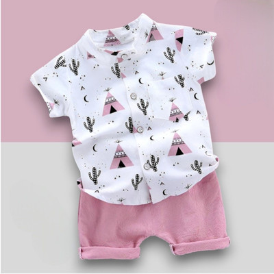 StyleDust Baby Boys & Baby Girls Casual Shirt Shorts(CLASSIC_PINK)