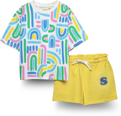 Spunkies Girls Casual Top Skirt(YELLOW)