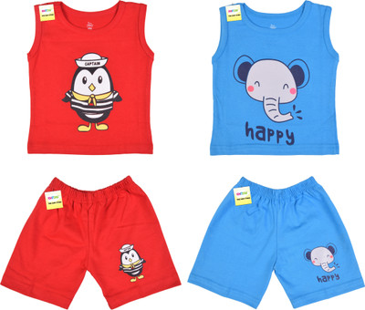 Kwitchy Baby Boys & Baby Girls Casual Vest Shorts(Red, Blue)