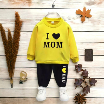 UNISHAPE FASHION Baby Boys & Baby Girls Casual T-shirt Track Pants(Yellow)