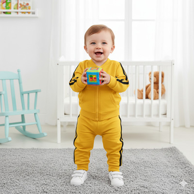 Manjhisaab Baby Boys & Baby Girls Casual Sweatshirt Pant(Yellow)
