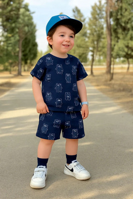 CALCUTTA FASHION Baby Boys & Baby Girls Casual T-shirt Shorts(NAVY BLUE)