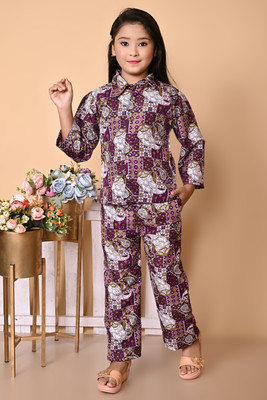 JSNR CREATION Girls Casual Shirt Pant(PURPLE)