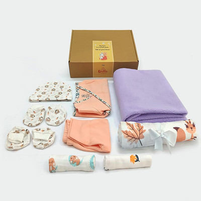 Kridlo Baby Boys & Baby Girls Casual Vest Pant, Swaddle, Cap, Bootie, Mitten(Eco-Friendly Baby Hamper Pack of 11 Premium Baby Products Gift Set 7)