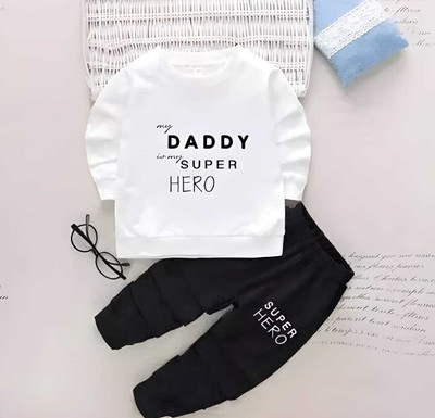 ClickCharm Baby Boys & Baby Girls Superman Casual T-shirt Track Pants(white, black)