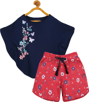 Plum Tree Girls Casual T-shirt Shorts(NAVY)