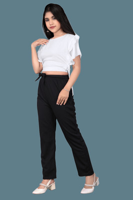 LEERUKA Girls Party(Festive) Top Pant(White Black)