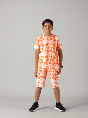 KiddoPanti Boys Casual T-shirt Shorts(Orange)