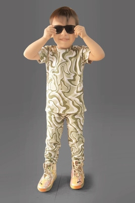 ZIKIGO Boys & Girls Party(Festive) T-shirt Track Pants(Green)