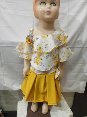 AS FASHION Girls Party(Festive) T-shirt Skirt(YELLOW)