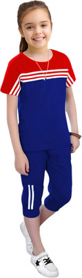 Cute N Tight Baby Boys & Baby Girls Casual T-shirt Three Fourth Pant(ROYAL BLUE)