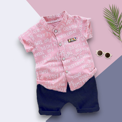 WinsKart Baby Boys & Baby Girls Party(Festive) Shirt Shorts(ALPHA_PINK_BLUE)