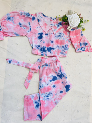 Rangi Saga Baby Girls Casual Top Pant(Peach & Blue)