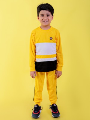 Chandrika Boys Casual T-shirt Track Pants(YELLOW)