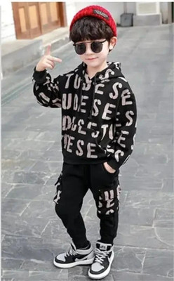 FROQUILIZ Baby Boys & Baby Girls Party(Festive) T-shirt Track Pants(Black)